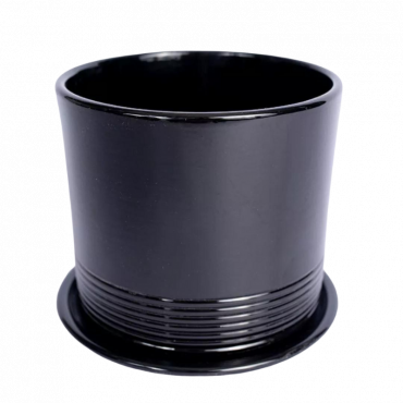 Doniczka Cylinder z podstawką Czarny połysk | 17 cm