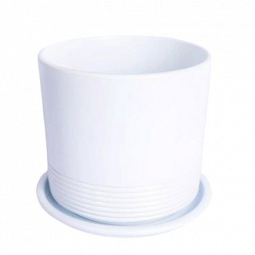 Doniczka Cylinder z podstawką Biały połysk | 15 cm