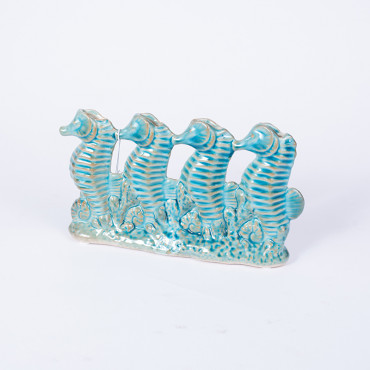Dekoracja ceramiczna Koniki morskie | Niebieskie