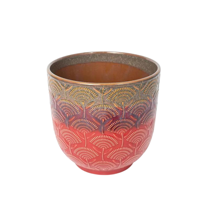 Osłonka ceramiczna Czerwona ze wzorem | Duża