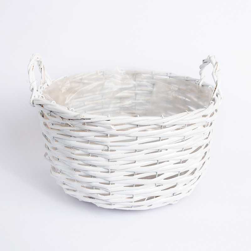 Biały kosz z uchwytem | Duży