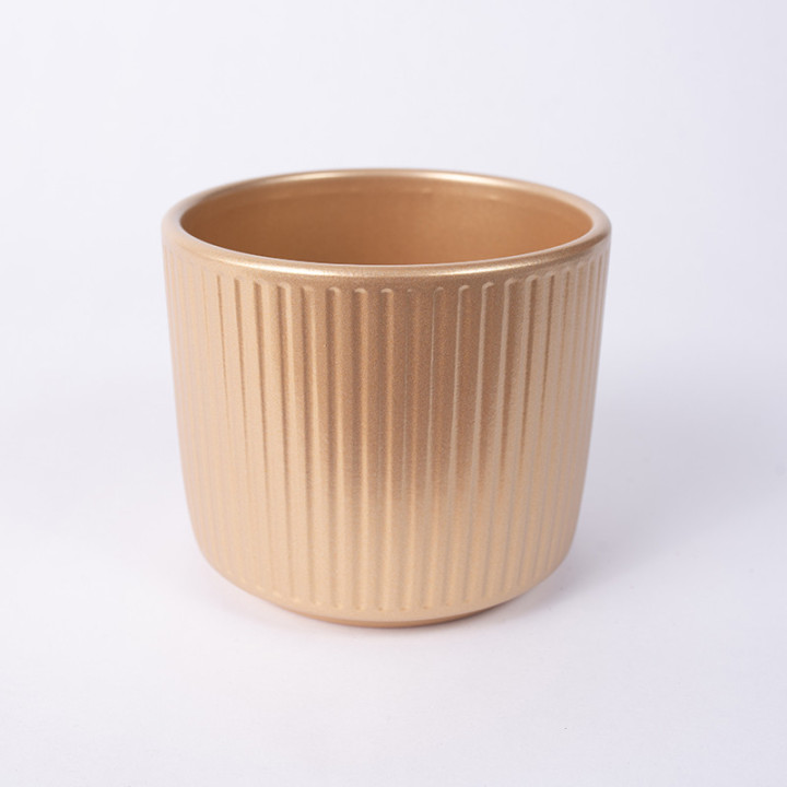 Osłonka walec złota perła w pasy | 12 cm