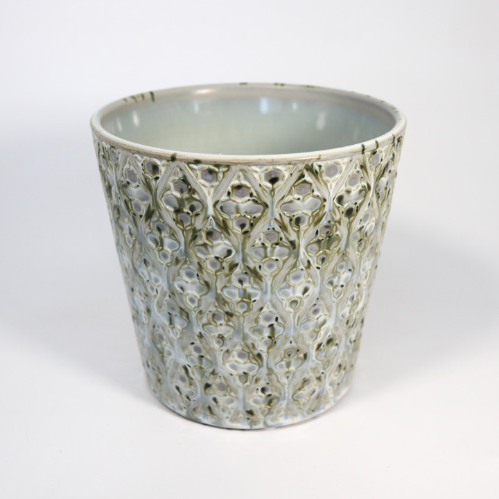 Osłonka ceramiczna Geo zielono-szara – 17 cm | Tomaszewski