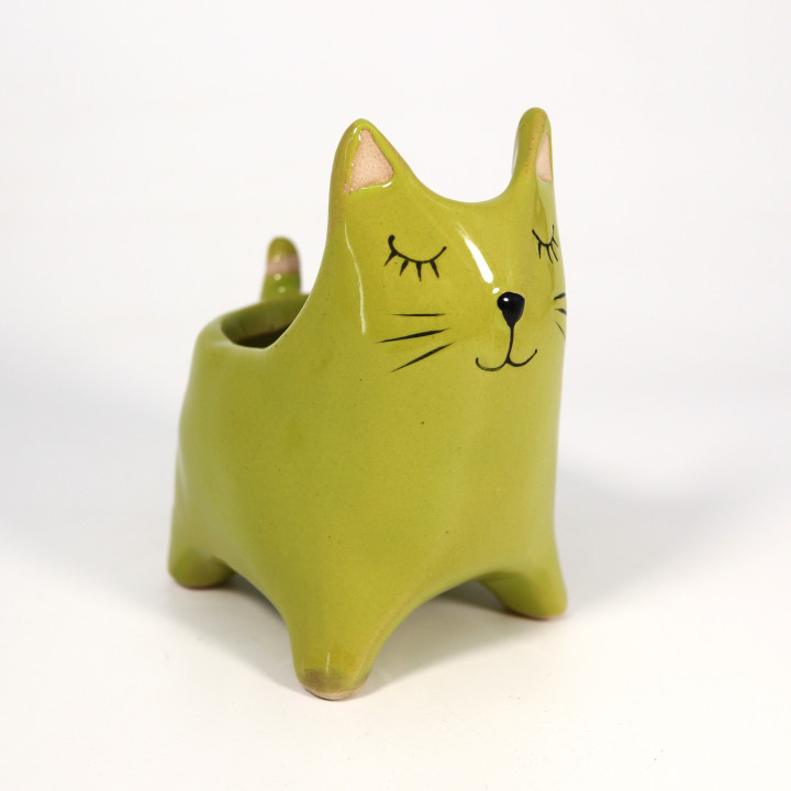 Zielona osłonka ceramiczna Kot 8 cm | Tomaszewski