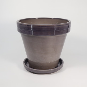 Doniczka ceramiczna z podstawką Lazur Szara | 18 cm
