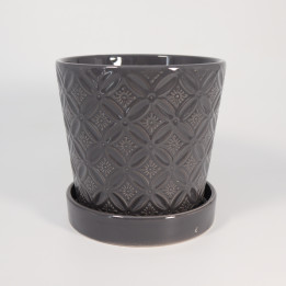 Doniczka ceramiczna z podstawką Maroko grafitowa 15 cm | Tomaszewski