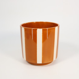 Osłonka ceramiczna szkliwiona Caramel Stripe ⌀ 14 cm