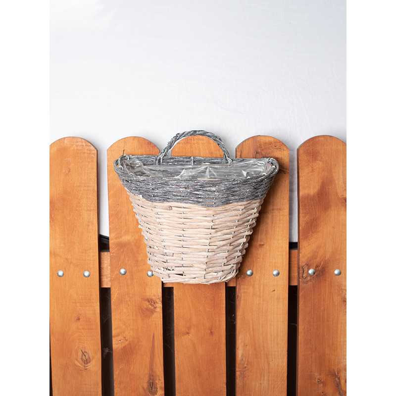 Kosz wiklinowy z uchwytem szary Kosz wiklinowy z uchwytem szary