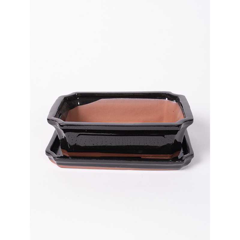 Doniczka Bonsai czarny ośmiokąt